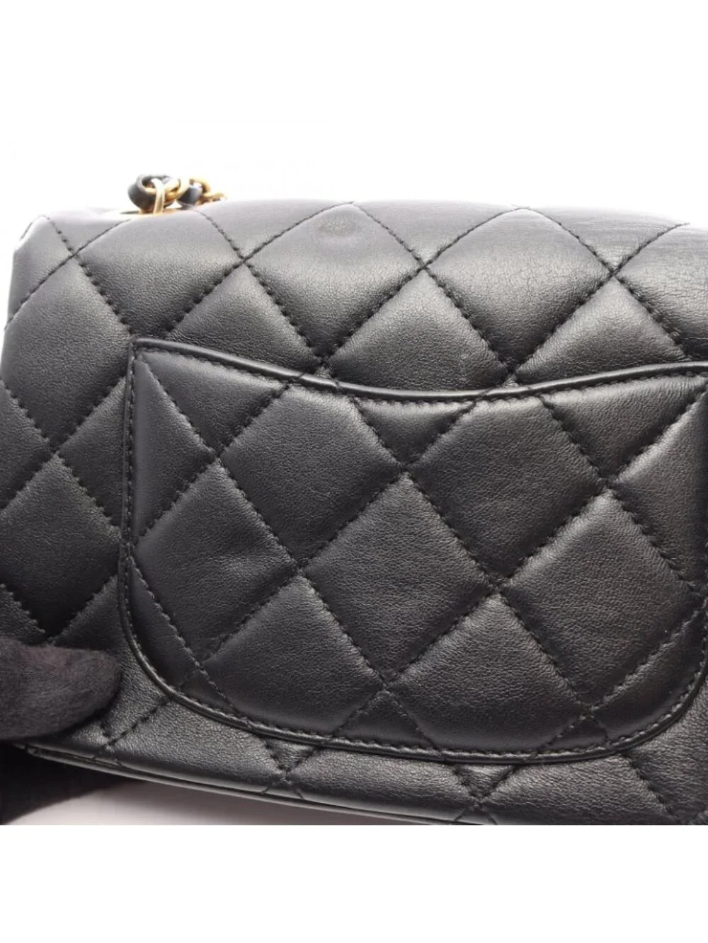 Chanel Shoulder Bag Mini Flap Quilted Black Leather